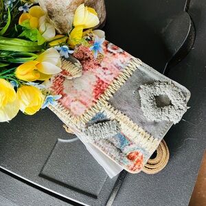 Myra Bag Patchwork Crossbody Wallet in Cream, Pink, Blue, Gray Cell Phone bag